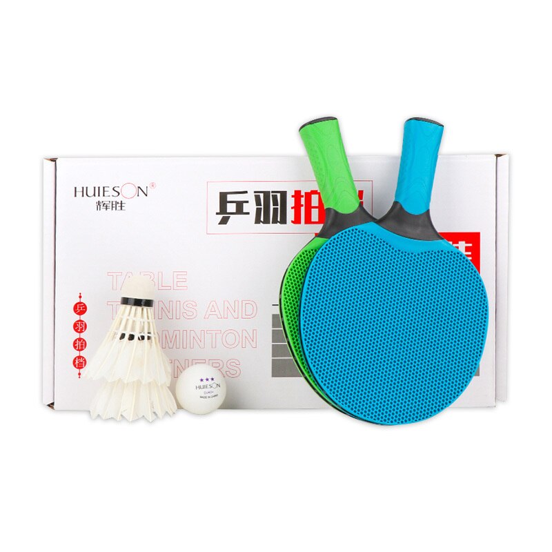 HuIESON Table Tennis Bats Badminton Racket Sets Long Handle Ultralight Pingyu Indoor Sports Racquet with 3 Balls