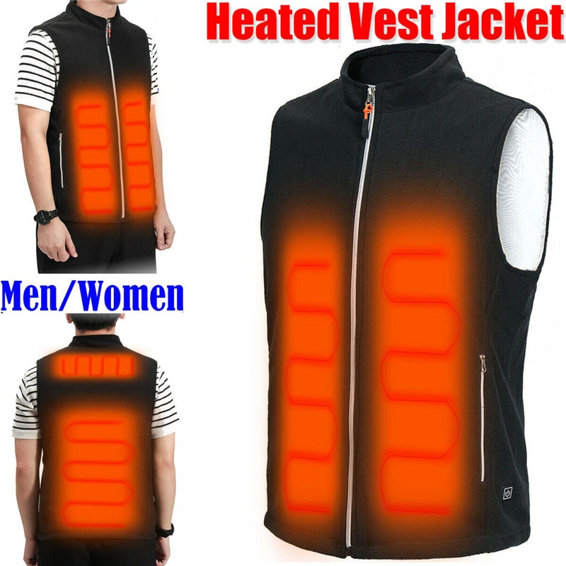 Veste Homme Gilet Chauffant Électrique USB Chauffage Sans Manches