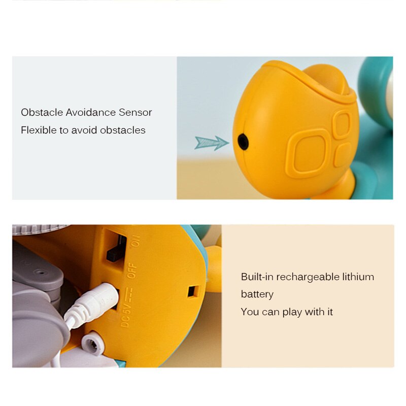 Strange-cangrejo eléctrico de inducción automático para niños, juguete para evitar obstáculos, música, carga, novedad