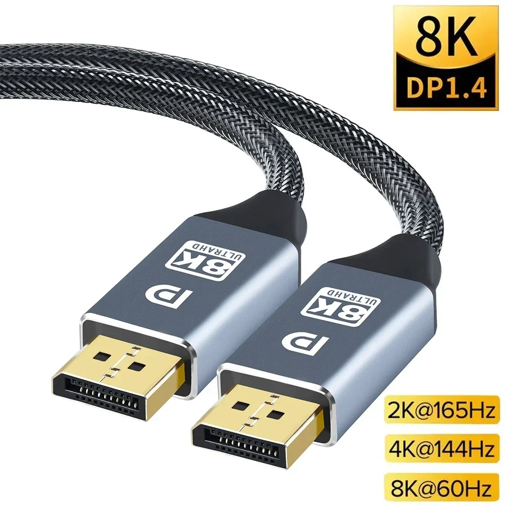 Displayport-kabel  dp 240hz -kabel  dp1.4 8k 4k 144hz 165hz displayport-kabeladapter til video-pc bærbar pc  tv 8k displayport-kabel