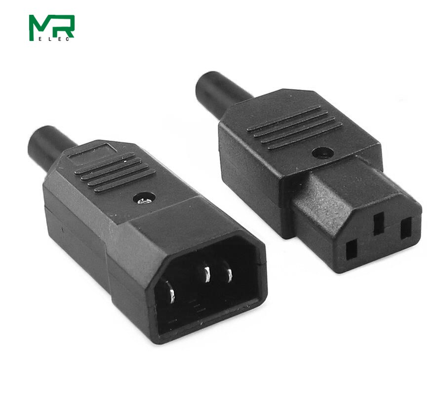 Conector de enchufe de Cable recto IEC 10A 250V, conector de alimentación recargable C13 C14, toma de CA de 3 pines