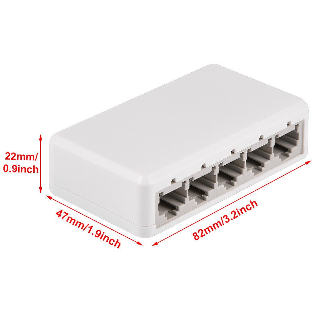 Ethernet Internet Splitter Hub Netzwerk Schalter Computer 5 Häfen 10/100Mbps