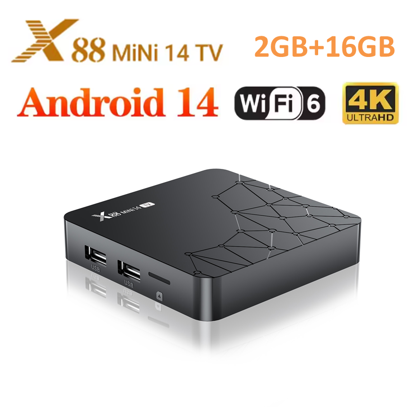 X88 Mini 14 TV-Box mit Android 14.0 OS RK3518 4K 2,4G/5,0GHz Dual WiFi 10/100M Ethernet BT 5.0 Sprachassistent Media Player