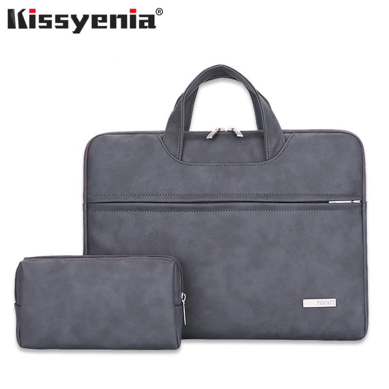 Kissyenia PU Leather Waterproof Laptop Briefcase Men Women 14inch Computer Bag Flight Shoulder Bag Business Travel Laptop KS1343