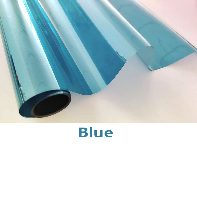 Película de ventana de espejo de una vía, vidrio decorativo autoadhesivo impermeable, Anti-UV, para privacidad, para casas y oficinas, 500CM/800CM: Azul / 60cmX100cm