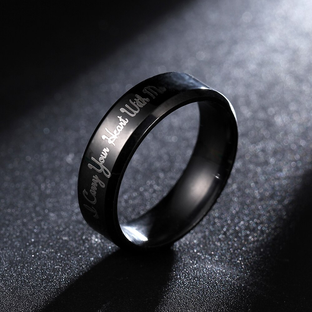 6mm ICH Tragen ihre herz mit mir titanium stahl ri... – Grandado