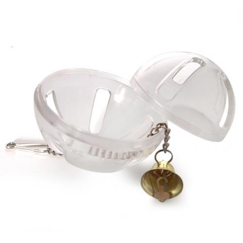 Pets Bird Parrot Food Feeder Foraging Bell Chain Ball Cage Feeding Chew Toy: Without Chain