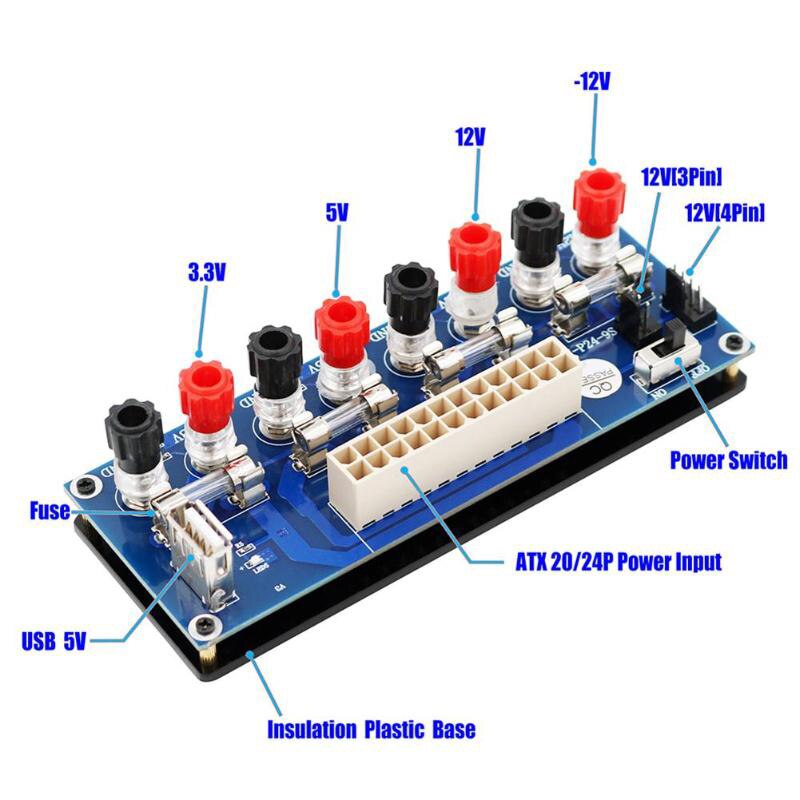 Circuito elettrico 20/24 Spille s Atx Da Banco di Alimentazione Del Computer di Alimentazione 24 Spille Atx Bordo di Sblocco Modulo Dc Spina Connettore Con usb 5V Por
