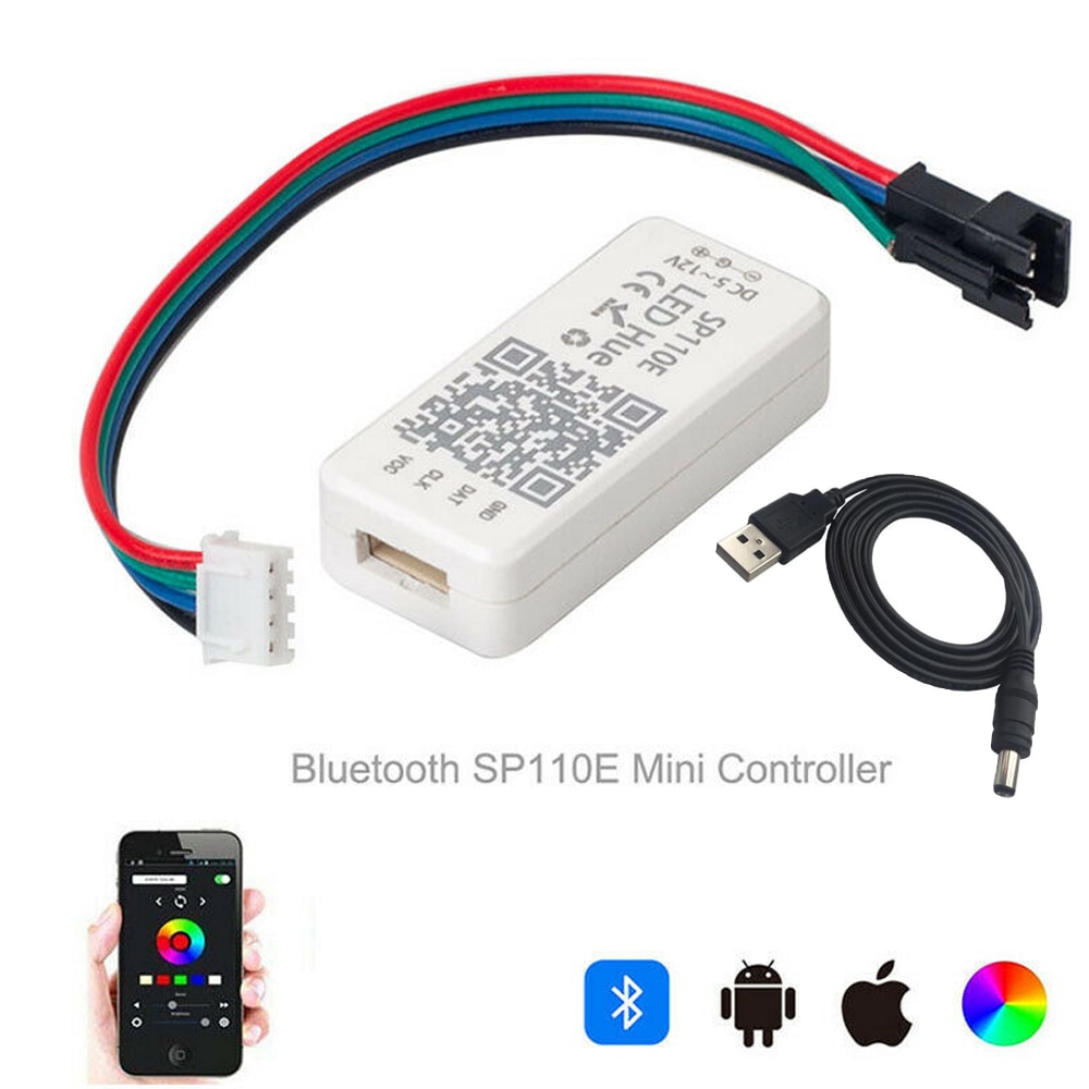 Controlador de luz de píxel SP110E con Bluetooth, regulador de intensidad USB DC para WS2811 WS2812B SK6812 RGB RGBW APA102 WS2801 pixeles