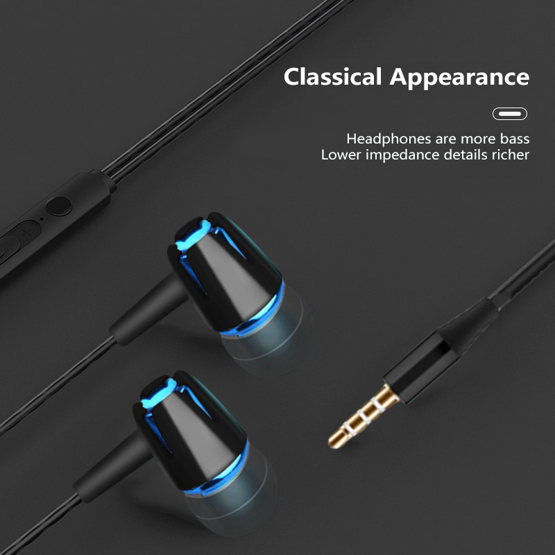 Universal 3.5mm trådade brusreducerande stereo in-ear hörlurar telefon headset med mikrofon för android telefon pc musik samtal tillbehör