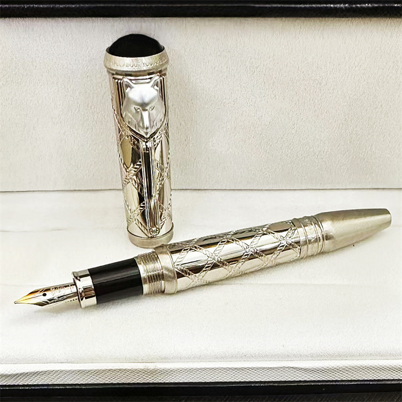 M grand écrivain Rudyard Kipling stylos à bille roulante fontaine encre luxe écriture papeterie avec tête de loup