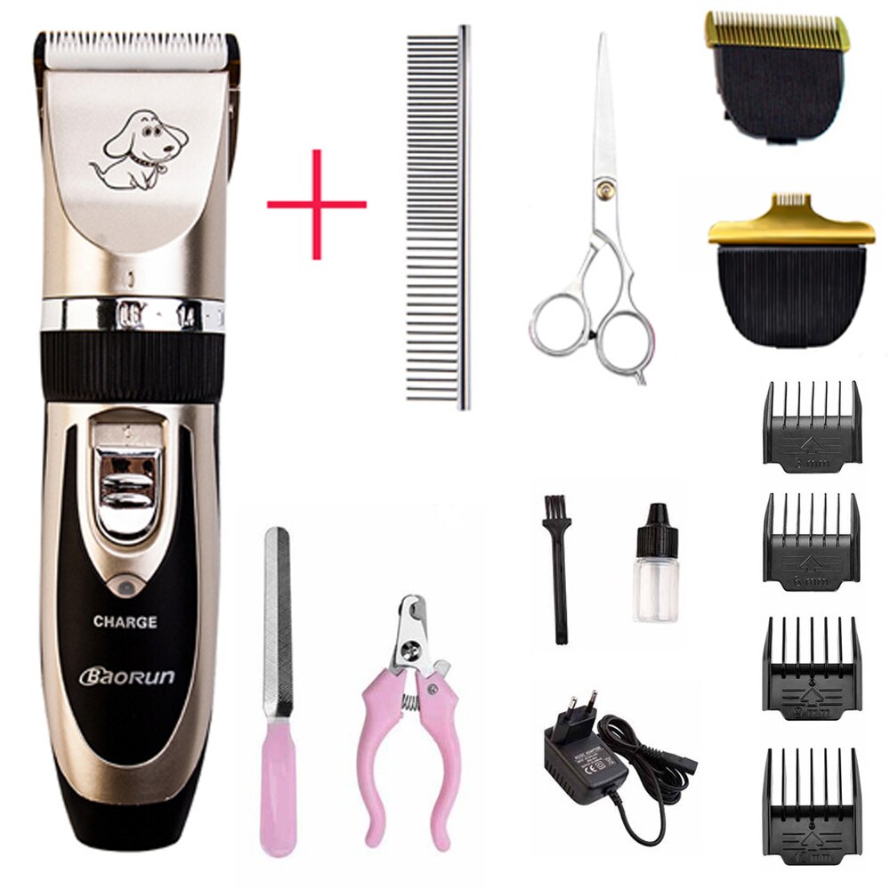 Rechargeable Pet Cat Dog Hair Trimmer Grooming Kit Horse Electrical Clipper Shaver Set Haircut Machine: full kit A