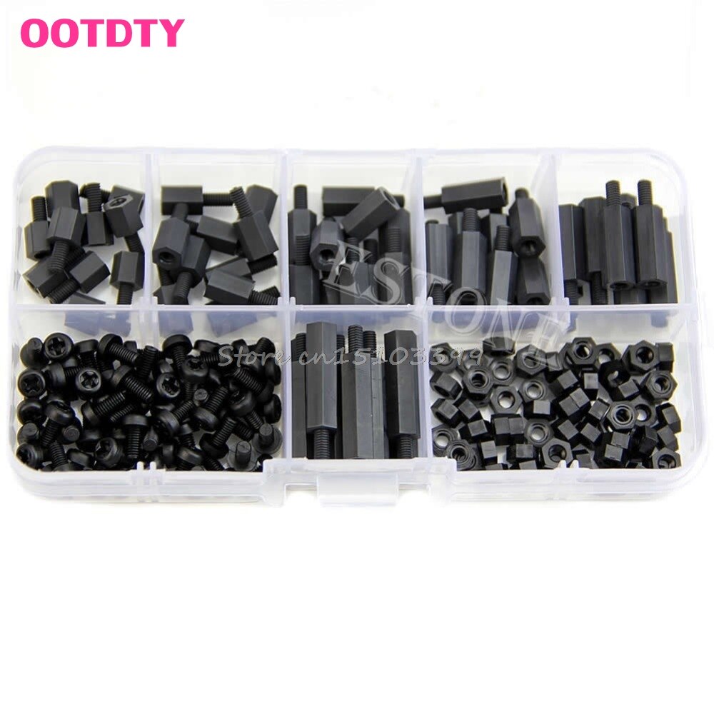 M3 Nylon Black Hex M-F Spacers/ Screws/ Nuts Assorted Kit, Standoff G08 Whosale&amp