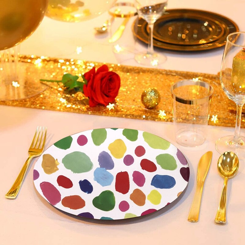 2 Sets Party Paper Plate Color Graffiti Disc Disposable Tableware Children's Birthday Party Cake Plate Plate (18cm+23CM)