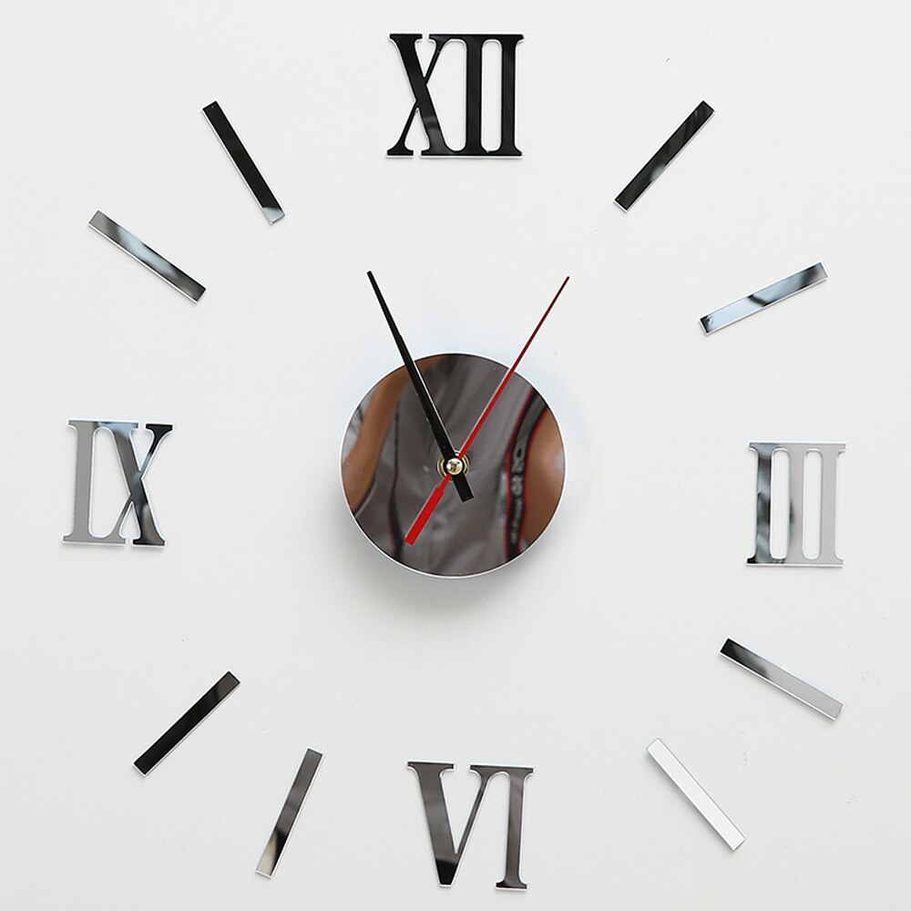 Stille Non Tikkende Diy Romeinse Digitale 4 Kleur Wandklok Wandklok Creativiteit Spiegel Effect 3D Muurstickers Home Decoratie