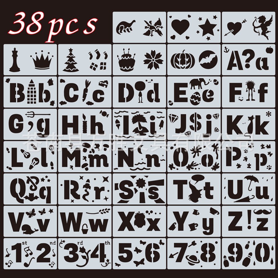 24/38 PCS Bullet Journal Stencil Set Plastic Planner DIY Drawing Template Diary Planner Journal Notebook Diary Scrapbook: 38PCS