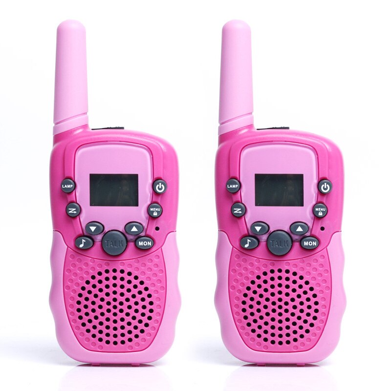 2 Pcs Mini Walkie Talkie Kids Toys T-388 0.5W 22CH LCD Display UHF Frequency Portable Two Way Radio Intercom Birthday: 2PCS PINK Red