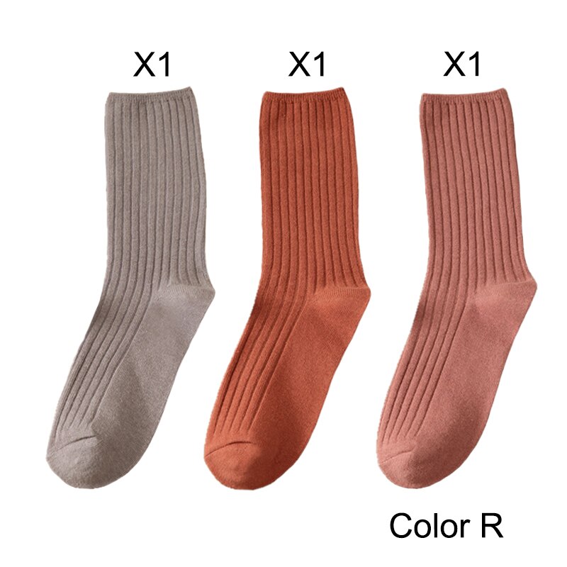3 par/lote conjuntos de calcetines de mujer de Color sólido Retro calcetines largos de algodón para mujer transpirable estilo japonés Casual calcetín largo de algodón: Rojo