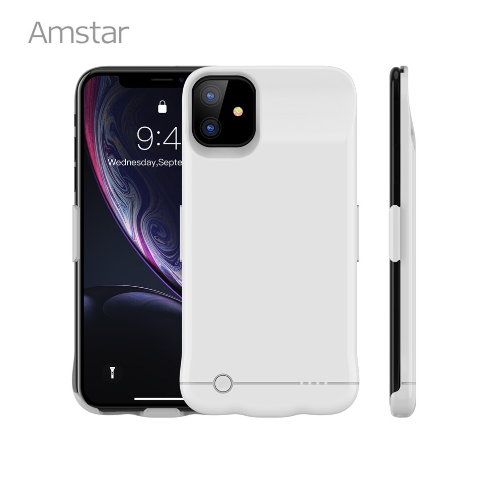 Fundas para cargador de batería Amstar, funda trasera para cargador de batería de 5200/6200mAh para iPhone 11 Pro Max X XR XS Max