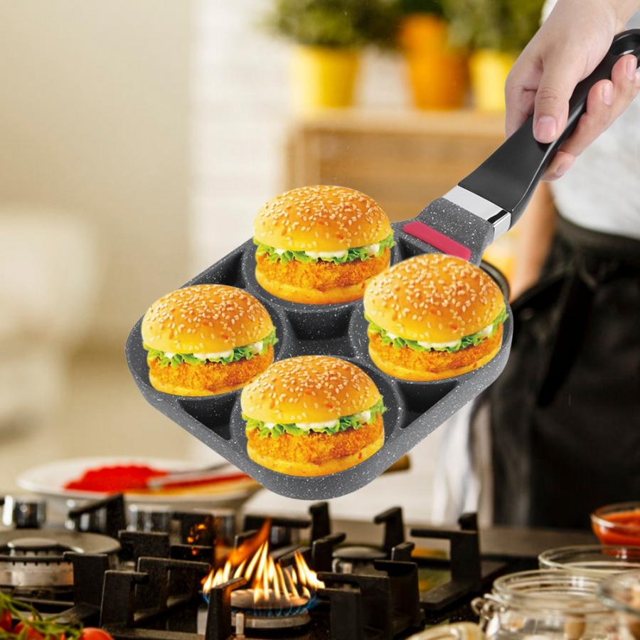 Kitchen Breakfast Pancake Cooking Pan Aluminum Frying Pan Mold for Egg Hamburger with Handle Kitchen Cooking