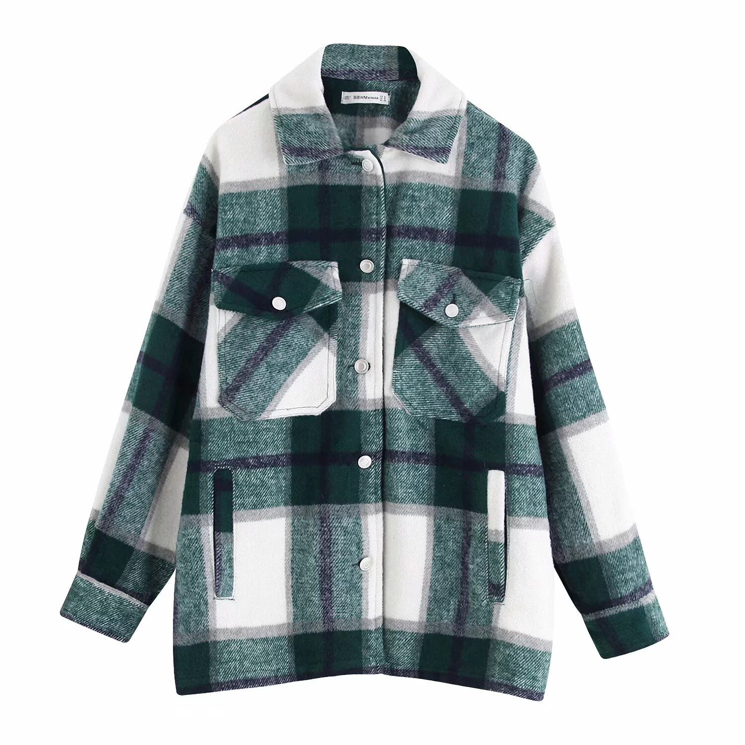 green red Plaid jacket for women winter coat Long Sleeve office coats and jackets women Oversized bomber jacket: Green / S
