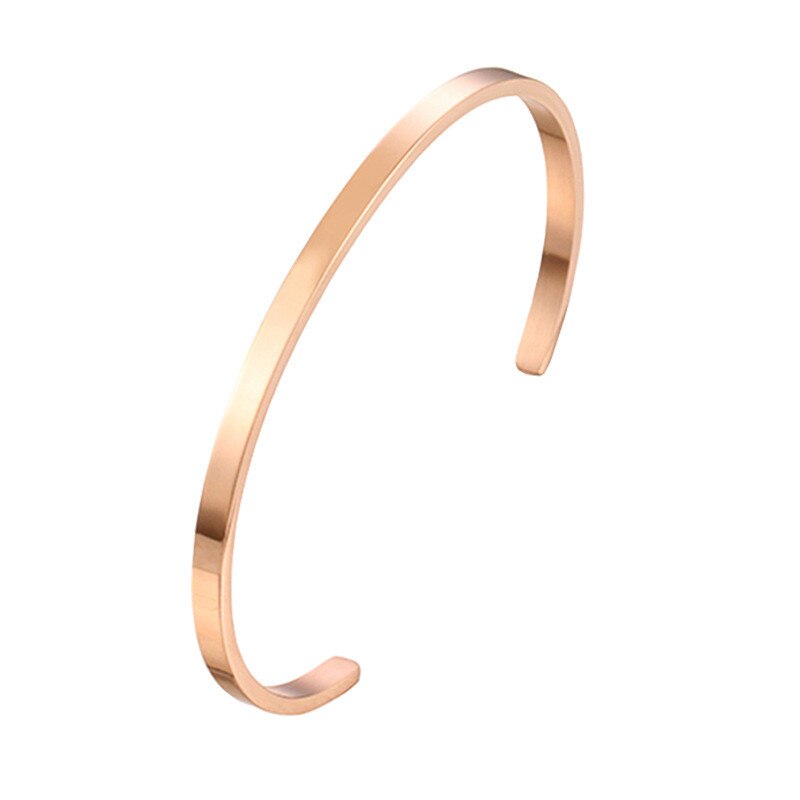 Unisex simpelt armbånd med åbning i rustfrit stål til elskere kan være alfanumerisk: Rose guld