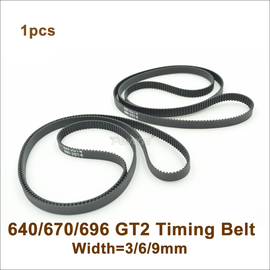 Powge 640/650/660/670/696 2GT Distributieriem W = 3/6/9 Mm Tanden 320/325/330/335/348 GT2 Closed-Loop Synchrone Riem 696-2GT