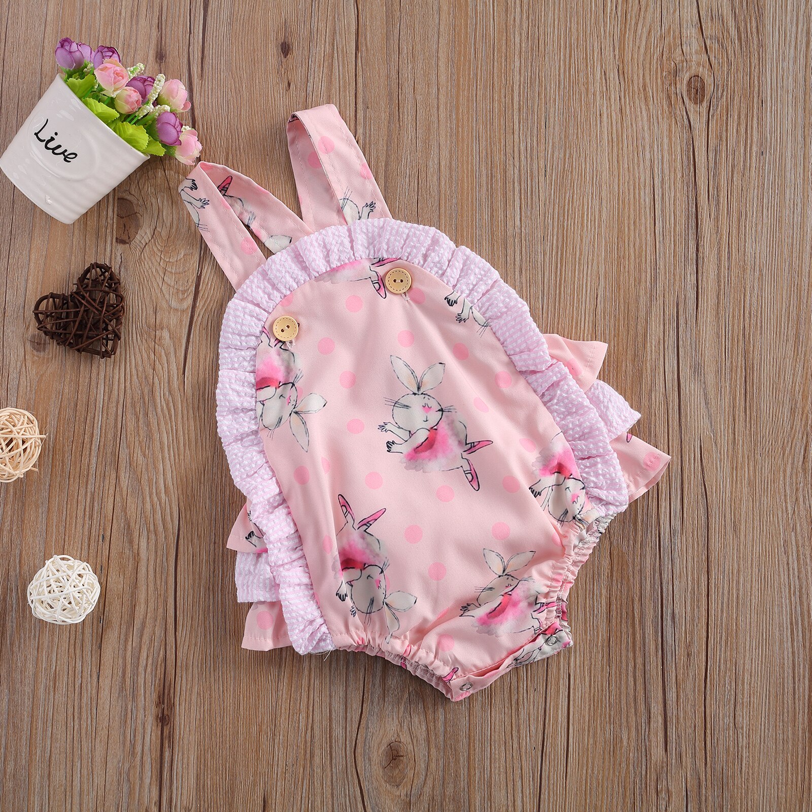 Focusnm 0-24m recém verão adorável bebê meninas meninos bodysuits coelho dos desenhos animados impressão sem mangas babados macacões