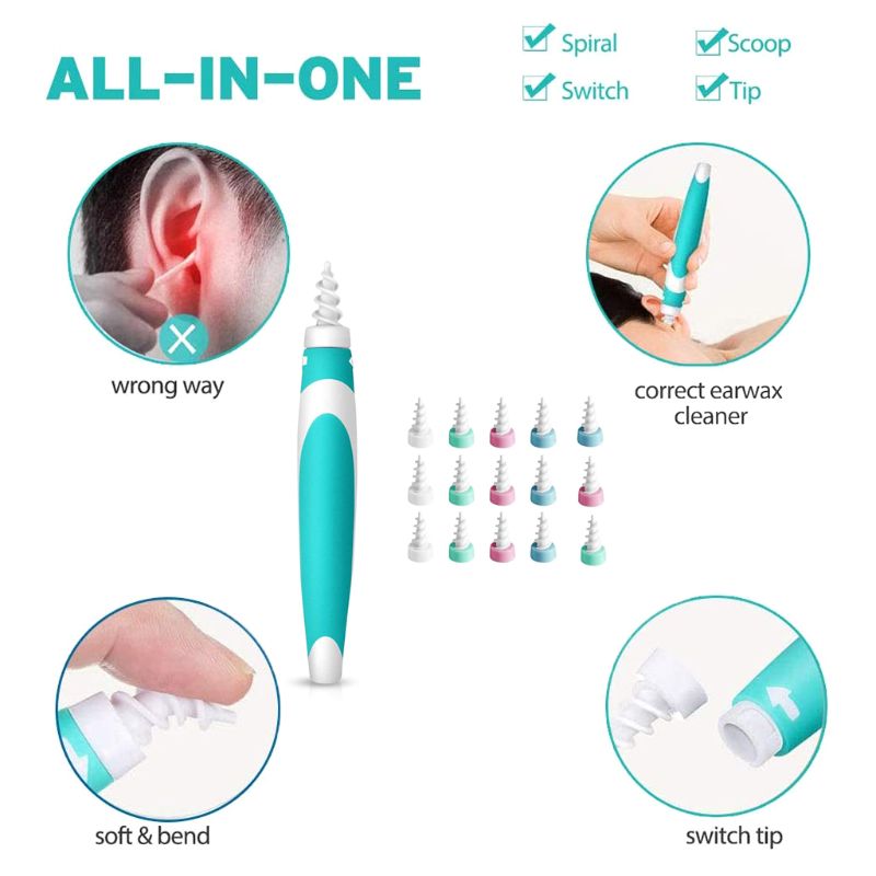 Oorreiniger Earpick Oren Wax Remover Spiraal Oorsmeer Met 16 Vervanging Tips Care Tools Te Gebruiken