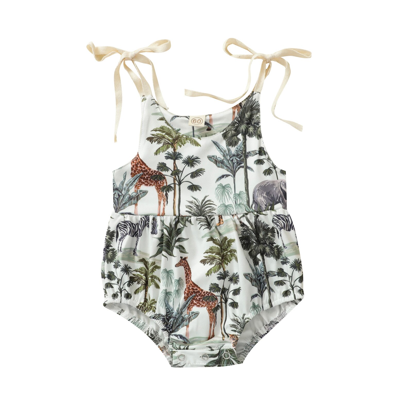 Citgeett Zomer Baby Baby Jongens Meisjes Jumpsuits Kokospalm/Animal Print Mouwloze Riem Bodysuit Casual Kleding: B / 3M