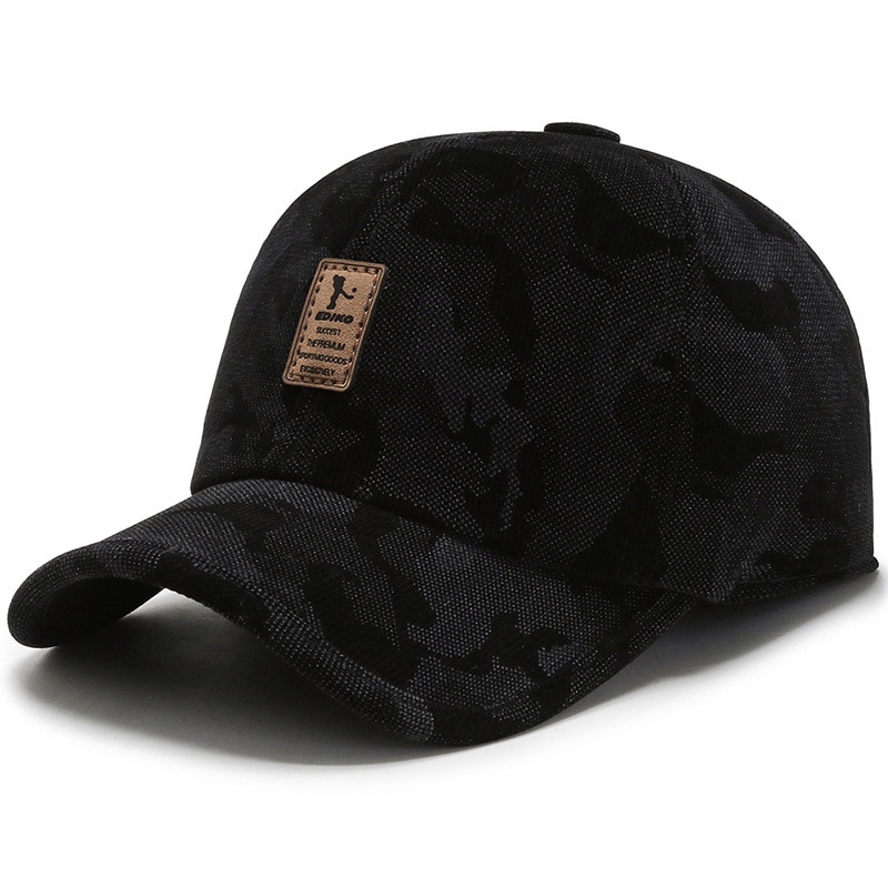 Herfst En Winter Effen Kleur Wilde Baseball Cap Mannen Oorbeschermers Plus Fluwelen Dikke Warme Muts: Black