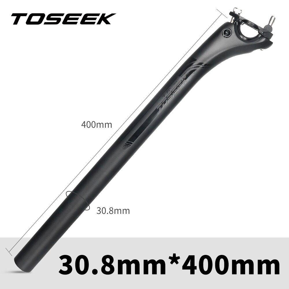 TOSEEK Full Carbon Fiber Seatpost Road Mountain Bike Black Matte seat post 27.2/30.8/31.6MM Seat Tube Bicycle Parts for Cycling: Matt 308-400mm