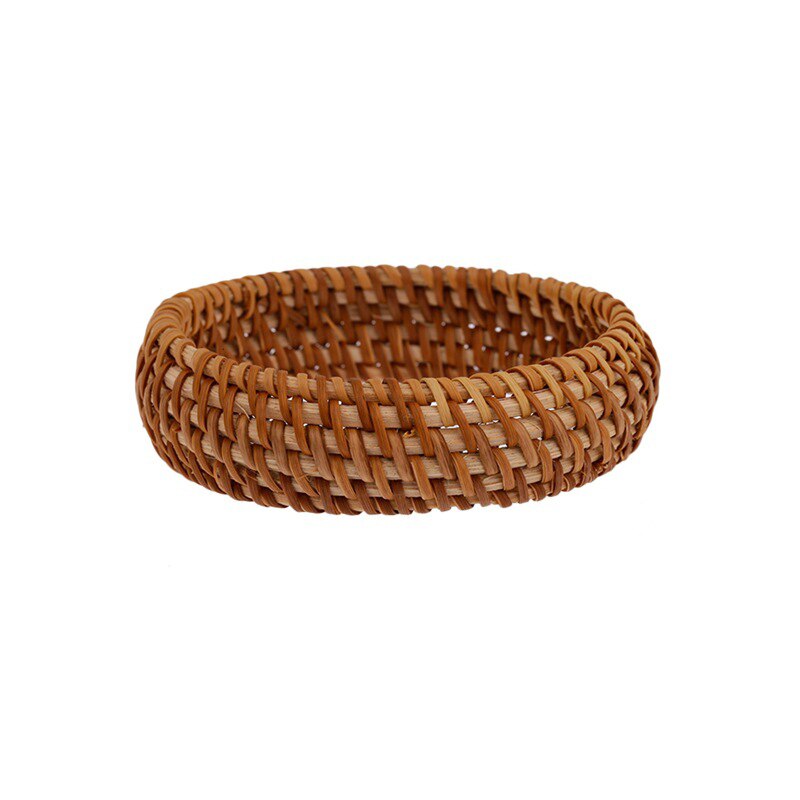 Etnische Stijl Hand Geweven Rotan Armband Eenvoudige Grote Ronde Rotan Armband Dames Sieraden