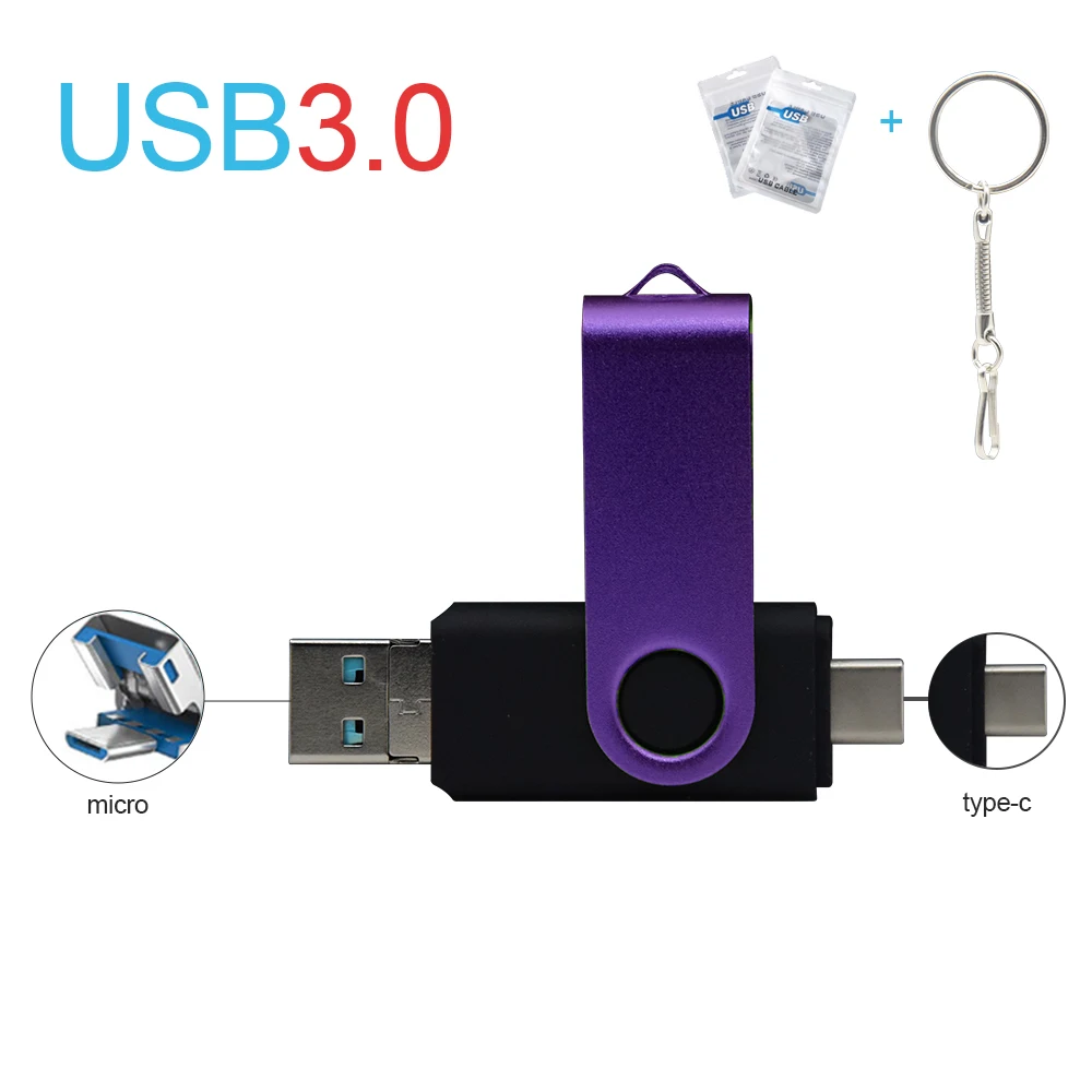 3 in w 1 dysk flash usb otg, usb 3.0 i typu c oraz micro usb, pendrive 512g w 256g, pamięć usb, pendrive 32gb 64gb 128gb, dysk u: Szary / 128 gb
