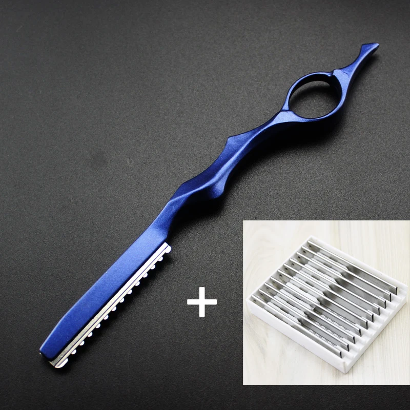 Haar Knippen Mes Dunner Dunner Scheermesje Scheren Rechte Salon Kappers Scheermes Stok Haar Snijder Roterende Kapper Kit: Blauw