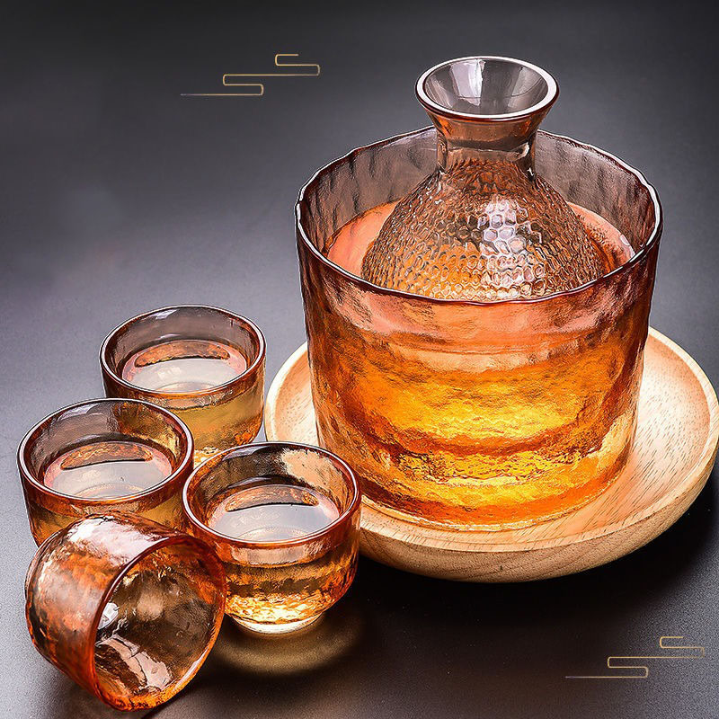 Hammer Pattern Ice Fog Matte Cup Japanese Sake Set Wine Warmer Fruit Wine Tequila Pot Whisky Glass Cup Wineware