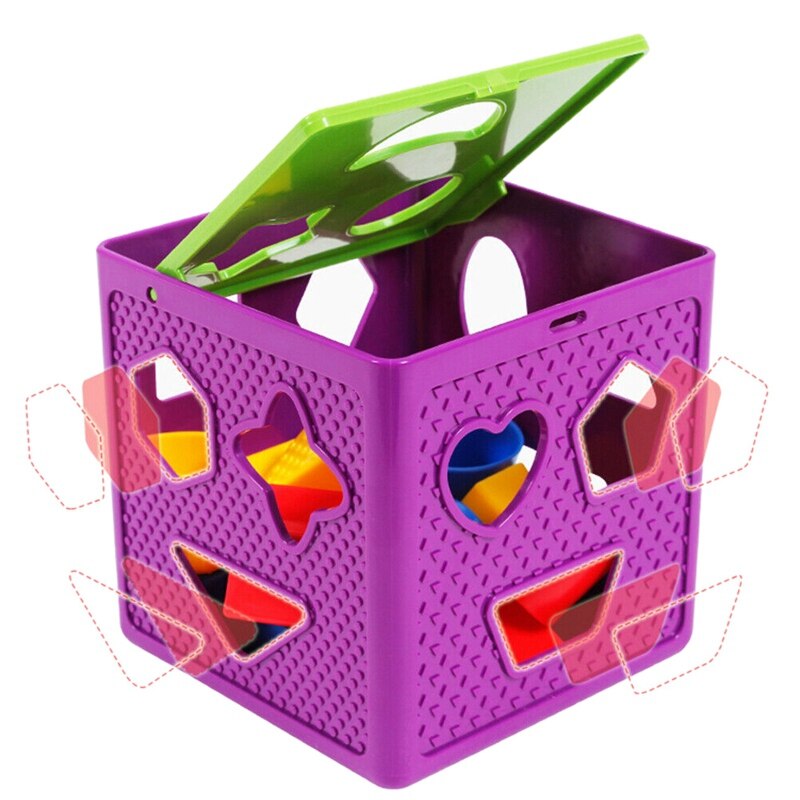 Square Baby Blocks Shape Sorter Toy Blocks Multi Shapes Color Recognition Toys Box
