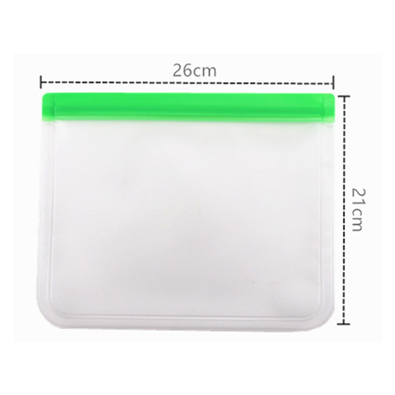 1 stk genanvendelig frysetaske peva madopbevaringsposer lækagesikker køkkenarrangør top lynlås multifunktionel: 5 grønne