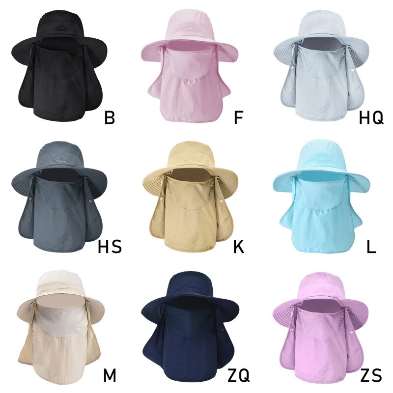 Summer Quick-drying Boonie Men Women Hat Outdoor Face Mask Wide Brim Bucket Hat Sun Protection Cap