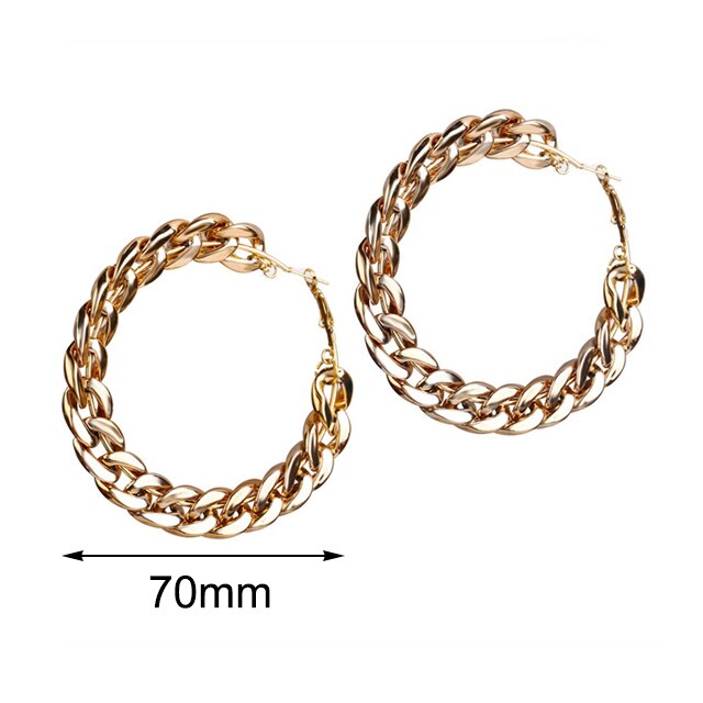 17km guldkæde oversize store bøjleøreringe til kvinder pige bijoux kæmpe geometrisk cirkel rundt øreringe punk smykker: Cs51006