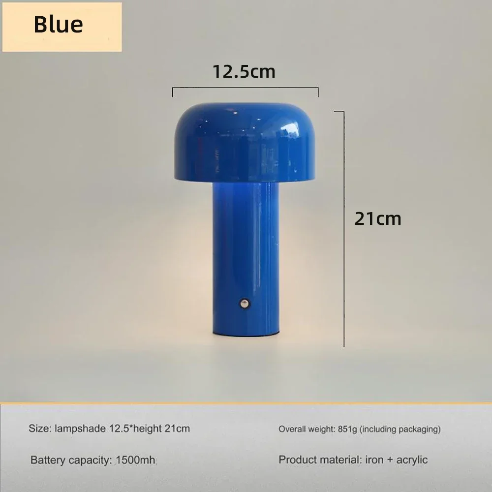 Italienische Pilz Tischlampe Tragbare Drahtlose berühren Wiederaufladbare Nachtlampe USB Schreibtischlampe Schreibtisch Dekoration Schlafzimmer Nachtlicht: Weiß