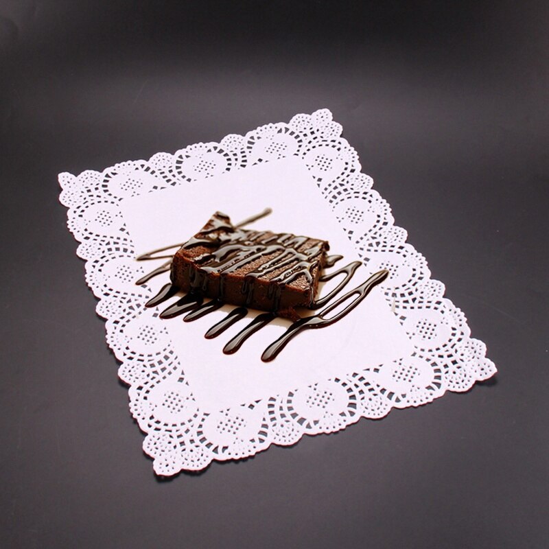 Mantel Individual de papel blanco, tapete de encaje a prueba de aceite para hornear pasteles, salvamanteles de papel, almohadilla no tóxica para decoración de pasteles, accesorios de mesa, 16 Uds.