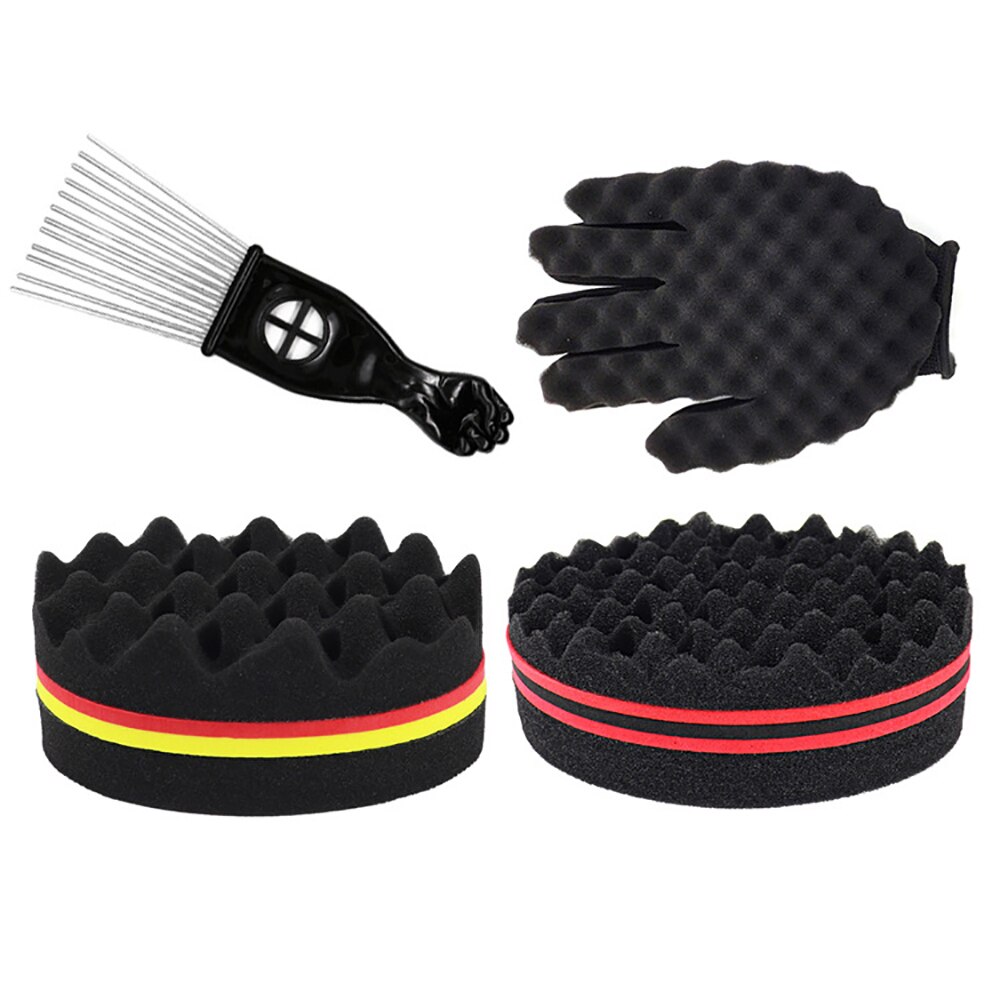 Kapper Mannen Haar Vuile Braider Twist Spons Handschoenen Afrikaanse Haar Styling Vork Kam Haar Krullen Schuim Voor Salon