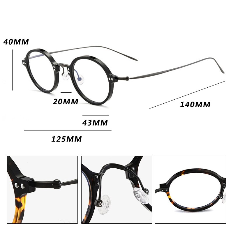 Jahrgang Titan Brille Rahmen Männer retro Runde Brillen Frauen Luxus transparent Myopie Optische Brillen