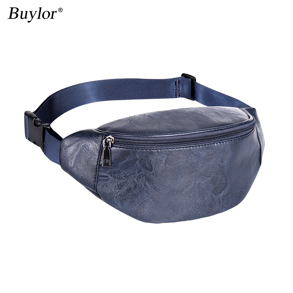 Buylor Fanny Pack Women's Belt Bag PU Leather Waist Bag Hip Bumbag Men Waterproof Chest Bag Casual Waist Pack for Outdoors: Blue