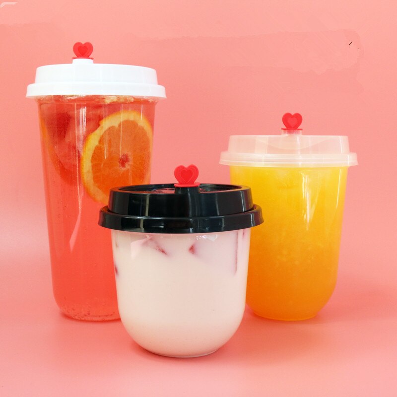 50pcs transparent disposable cups 360ml 500ml cold drink thick plastic cups birthday party favors cup with lid