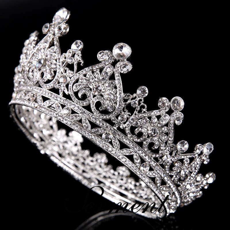SERMENT Charm Princess Bridal Crown Tiaras Crystal Zircon Silvered Crown Bride Wedding Hair Accessories