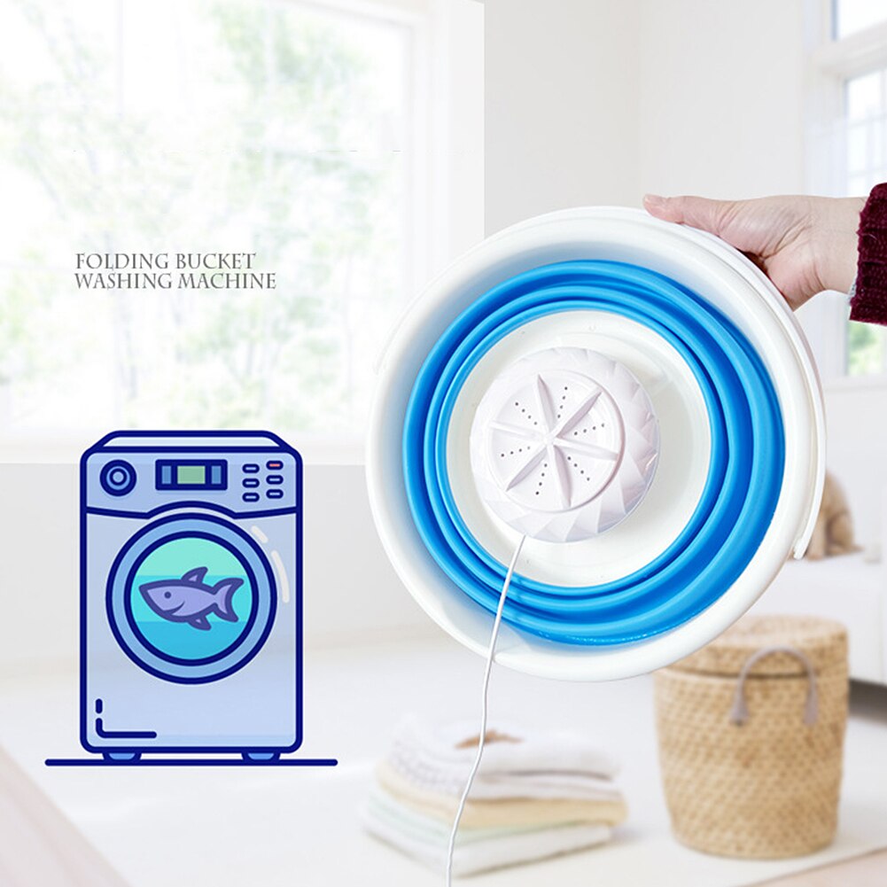 Portable Washing Machine Light Ultrasonic Turbine Washer With Foldable Tub Personal Rotating Outdoor Small Washing Machine