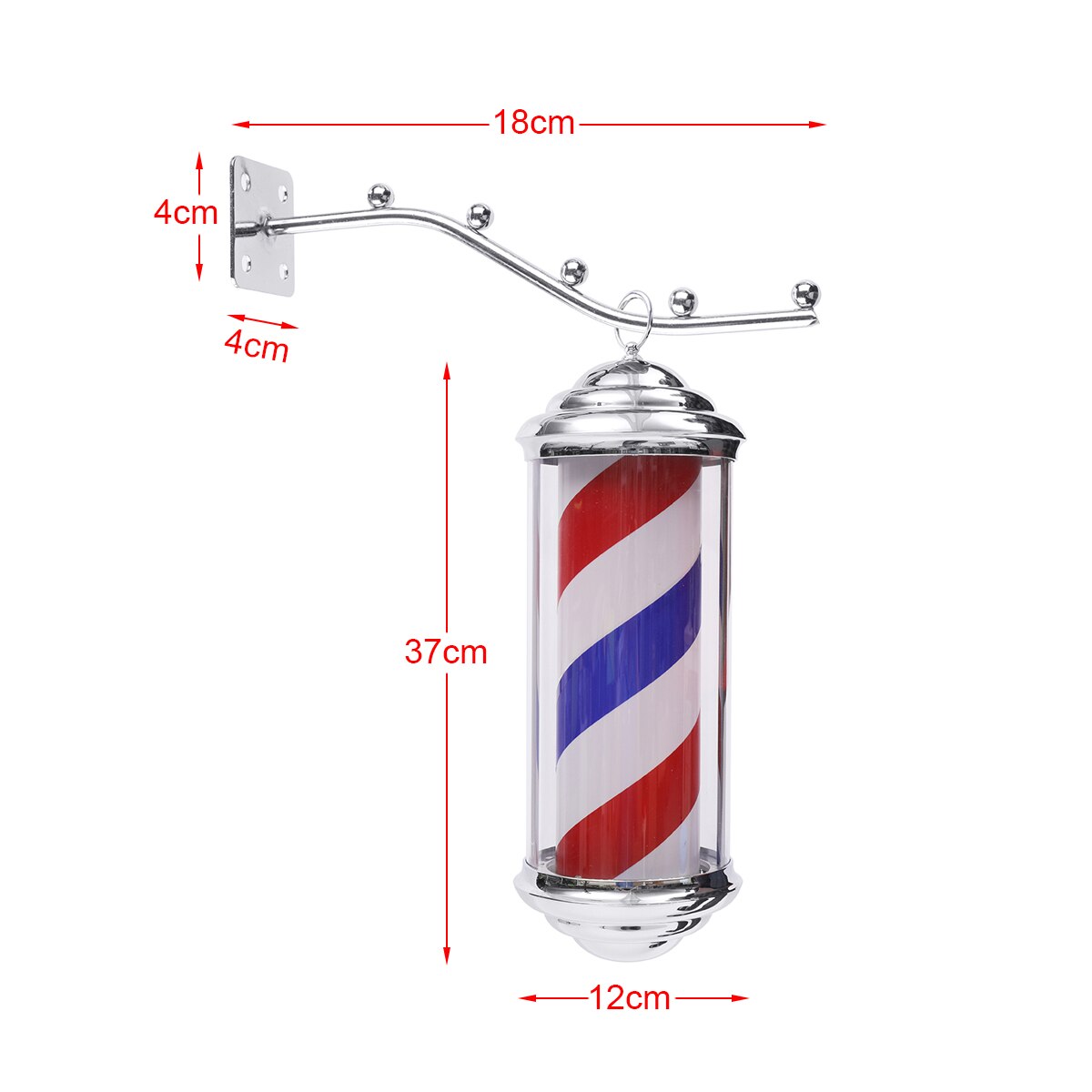 1pc 35*15*15cm metal barber shop lys rød hvid blå striber roterende led lys frisørsalon udendørs skilt med 1.5m snor