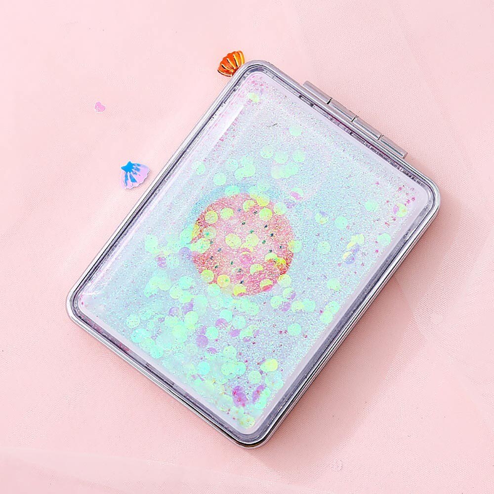 Quicksand Pocket Mirror Cute Fruit Square Compact Mirror Portable Mini Small Mirror Cute Girls Makeup Mirror Pocket Mirror